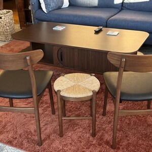 Modern Black Coffee Table with Storage - 47.2" Rectangular Wood Center Table - Sliding Door Design for Living Room Furniture Decor