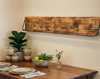 Rustic Wooden Wall Mounted Shoe Rack , Hanging Organizer | 28.5 Floating Entryway Shelf for Shoes & Accessories