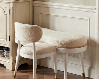 Banc d'entrée vintage capitonné de 81 cm (32 po), banc à chaussures rembourré avec garniture en cuir, petit banc d'appoint pour chambre et salon