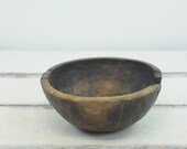 Antique. 19th C Primitive Hand Carved BURL Wood Bowl Colonial Kitchen Treenware AAFA 4