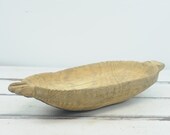 Antique. 19th C Primitive Hand Carved 28 quot Wood Dough Trencher Bowl Folk Art Repaired