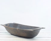 Antique. 19th C Primitive Hand Carved 42 quot Wood Dough Trencher Bowl Folk Art Repaired