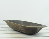 Antique. 19th C Primitive Hand Carved 36 quot Wood Dough Trencher Bowl Folk Art Repaired
