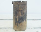 Antique Primitive Mortar Handmade One Piece of Solid Wood Mortar Spice Grinding Vessel