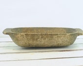 Antique. 19th C Primitive Hand Carved Wood Dough Trencher Bowl Folk Art Repaired 2