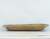 Antique. 19th C Primitive Hand Carved 45.75 quot Wood Dough Trencher Bowl Folk Art Repaired Farmhouse Decor Rustic Decor Primitive Decor