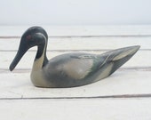 Vintage . Carved Wood Duck Decoy Hand Carved Duck Decor Figurine Display 3