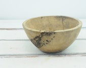 Antique. 19th C Primitive Hand Carved BURL Wood Bowl Colonial Kitchen Treenware