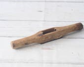 Vintage . Wood Handle Brass Plate Spokeshave Draw Knife Carpenters Tool Spoke Shave