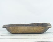 Antique. 19th C Primitive Hand Carved 40.5 quot Wood Dough Trencher Bowl Folk Art Repaired Farmhouse Decor Rustic Decor Primitive Decor