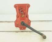Vintage . Wall Mount Red Iron Coffee Grinder Folk Art Style Decals