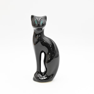Vintage Cat Vintage Black MCM Cat Figurine Siamese Ceramic Statue