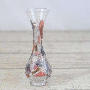 Vase . Art Glass Vase Bud Vase Hand Blown Art Glass Vase Purple Pink Gold