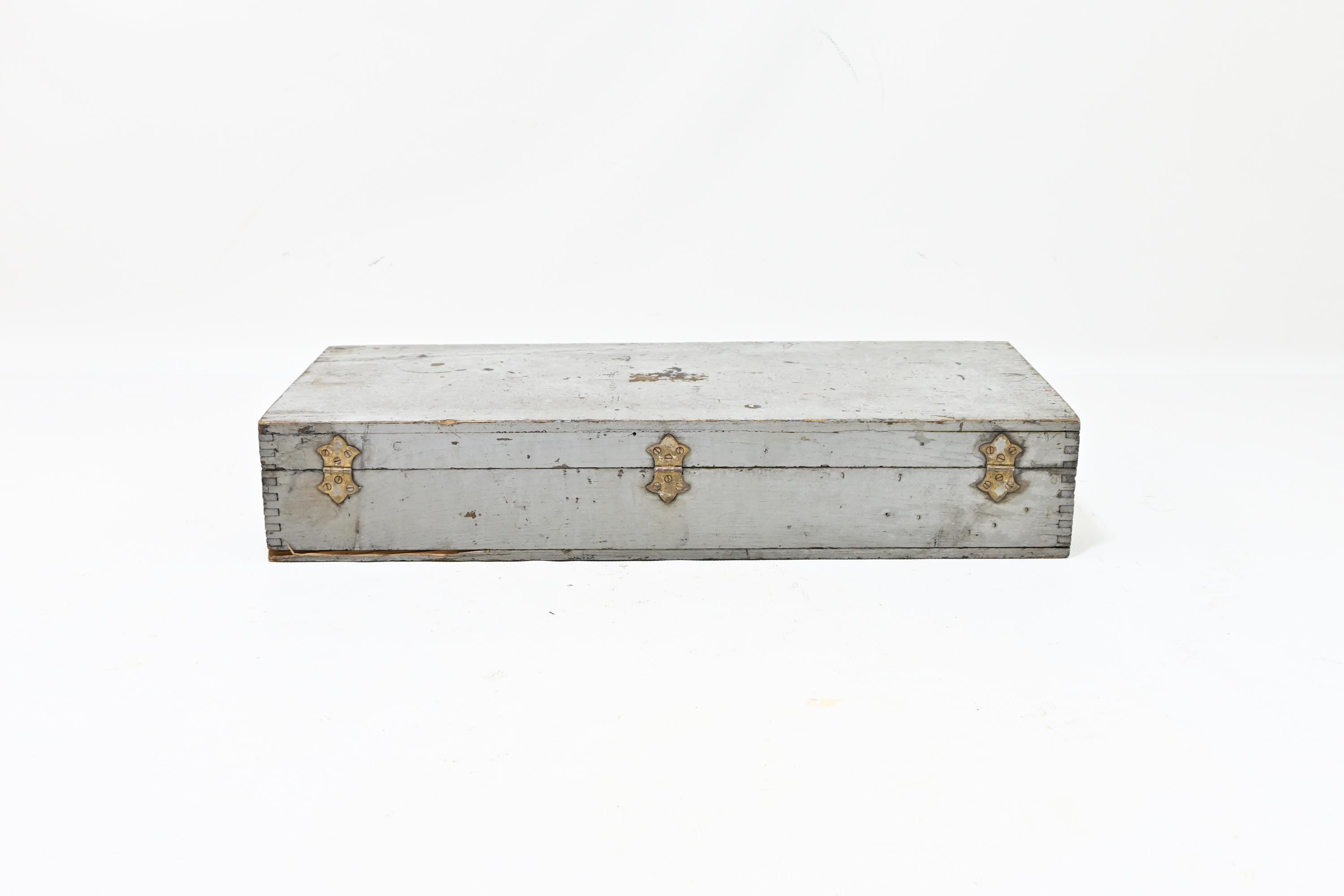 Vintage Gray Wood Stanley Tools Wooden Tool Box Tool Chest