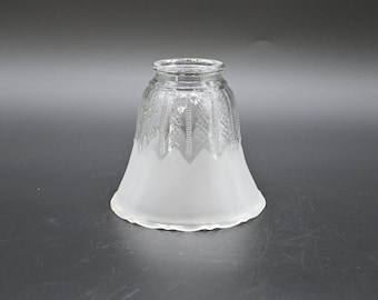 Vintage Lampenschirm im Art-Deco-Stil aus klarem und mattiertem Glas, kreuzförmig geschliffen, 2 1/8 Zoll (5,4 cm) Durchmesser