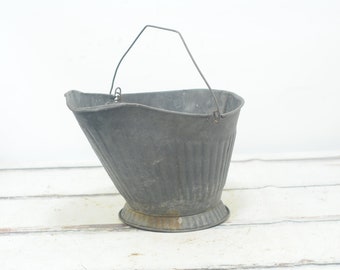 Vintage . Black #17 Fireplace Coal/Ash Galvanized Zinc Bucket Heavy Metal Work Bucket #9