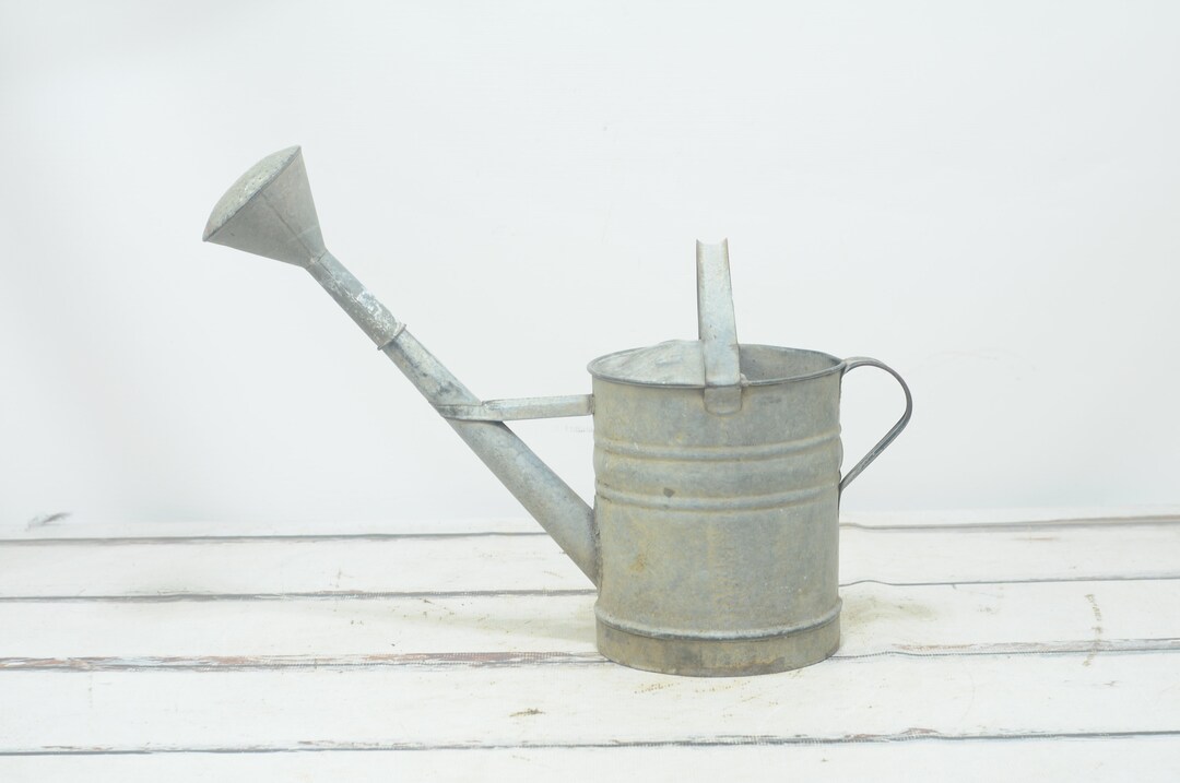 Vintage . Galvanized Wheeling Watering Can With Original Etsy