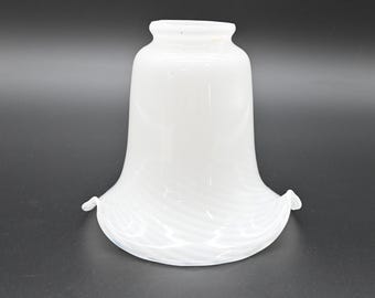 Fenton Art Glass Swirl Opalescent Lamp Shade Ruffle White Swirl 2 1/8&quot; Fitter