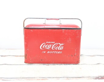 Vintage Progress Refrigerator Co. Metal Coca-Cola Coke Advertising Drink Cooler