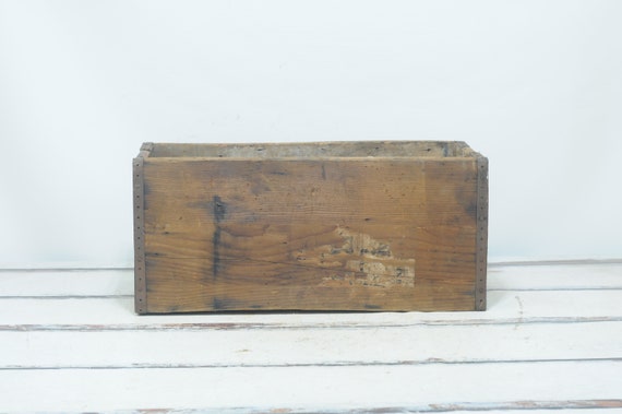 Vintage Wooden Box Metal Lined Watertight Hinged Lid Rustic