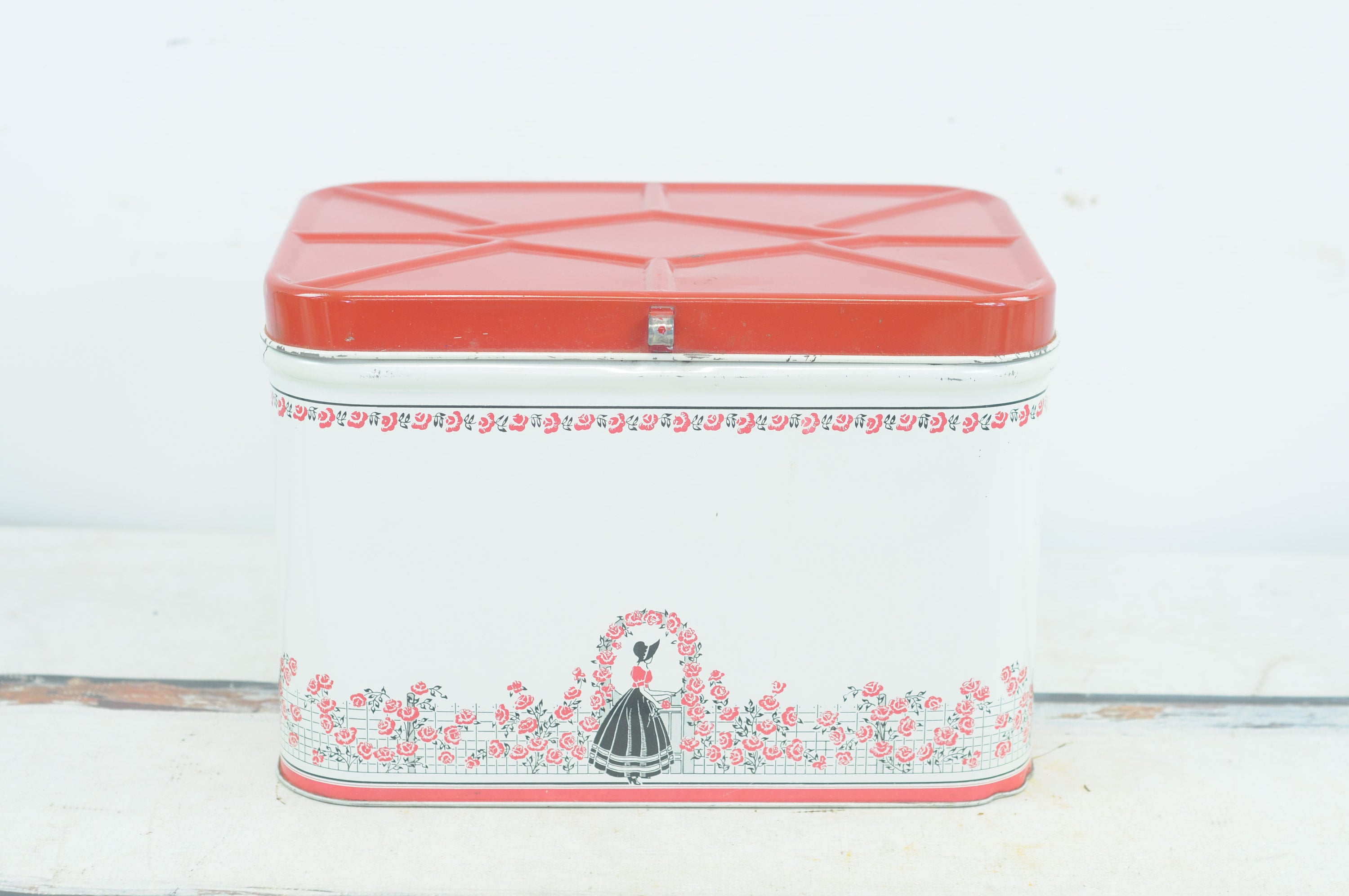 Vintage . Bread Box Vintage White and Red Bread Box Bread Etsy
