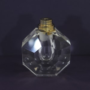 Vintage . Art Deco Glass/Lead Crystal Perfume Bottle Beveled Glass Perfume Bottle