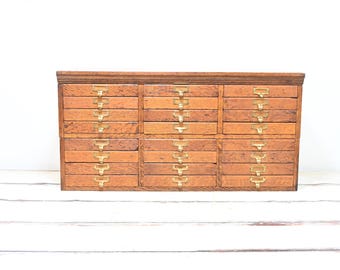 Antique . Library Bureau SoleMakers Oak Wood File Cabinet 24 Drawer Apothecary