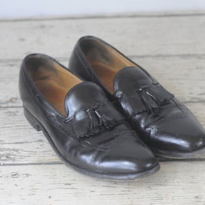 Vintage . Johnston and Murphy Mens Shoes Sz 10.5 M Black Dress Tassel Loafers