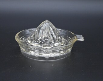 Vintage Heavy Clear Ribbed Glass Handled Juicer Reamer 5.25" EXC Cond #4