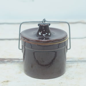 Vintage Large Stoneware Crock Brown Glazed Crock Cheese Crock With Lid Butter Crock #2