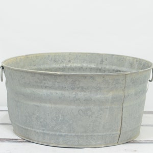 Galvanized Tub Wash Tub 3 Washtub Wheeling Bucket Metal Handle Galvanized Garden Planter Photo Prop 2 image 4