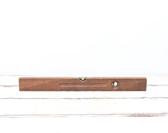 Antique HSB & Co Wood Level Handyman No. 0 30 Inch Carpentry Carpenters Level Wood and Brass Level USA