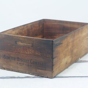 Antique Wood Crispo Biscuits Sawyer Biscuit Co Crate Original Makers Marks Wood Shipping Box