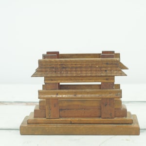 Vintage . Wood Napkin Holder Handmade Cut Wood Napkin Holder Primitive Folk Art *