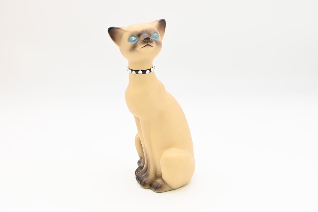 Vintage . 1950s MCM Retro Sitting Siamese Cat Figurine Marked CDGC