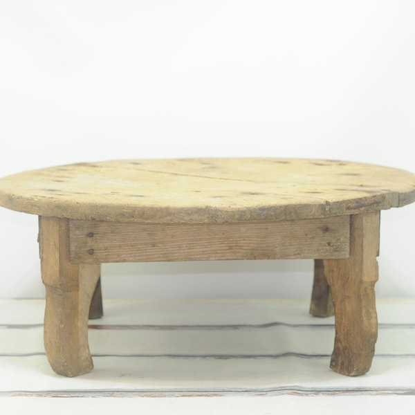 Antique . Primitive Handmade Wood Tavern Table 4 Leg Rustic Pine Wood Table