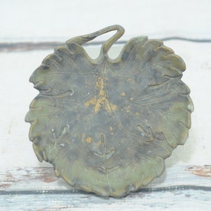 Vintage Brass Leaf Decorative Tray Bowl Trinket Dish Brass Decor