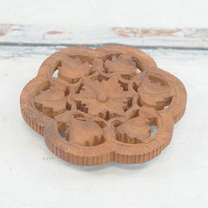 Vintage Carved Wood Trivet Kitchen Wall Decor Counter Decor Kitchen Tool India
