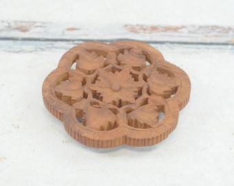 Vintage Carved Wood Trivet Kitchen Wall Decor Counter Decor Kitchen Tool India