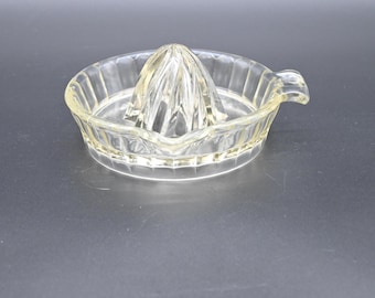 Vintage Heavy Clear Ribbed Glass Handled Juicer Reamer 6" EXC Cond #3