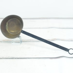 Antique/Vintage Copper Ladle Scoop Bowl Long Handled Ladle Wrought Iron Handle Soup Ladle Water Ladle Primitive Decor +