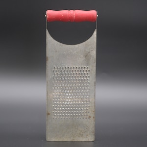 Vintage Simplex Primitive Tin Grater Hand Grater Ricer Nut Grater With Red Wood Handle