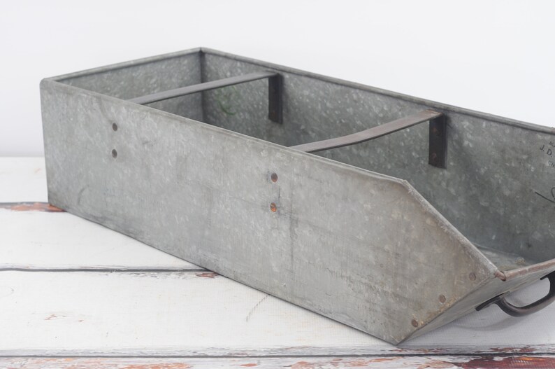 Vntg . Galvanized Metal Nail Bin Ex Large JD Warren Vintage Etsy