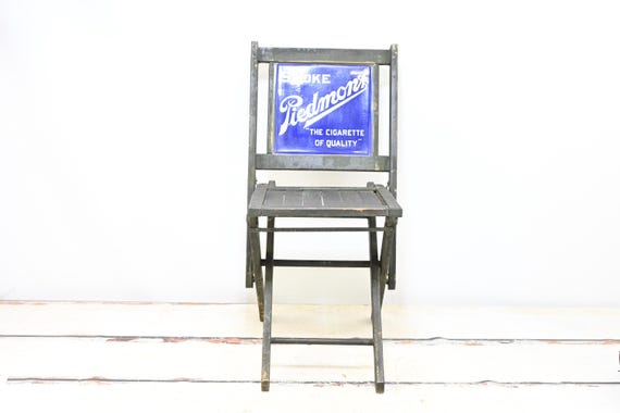 piedmont tobacco chair Antique Cigarette Advertising Porcelain Sign Baseball Piedmont Cigarette Folding Chairs sold
