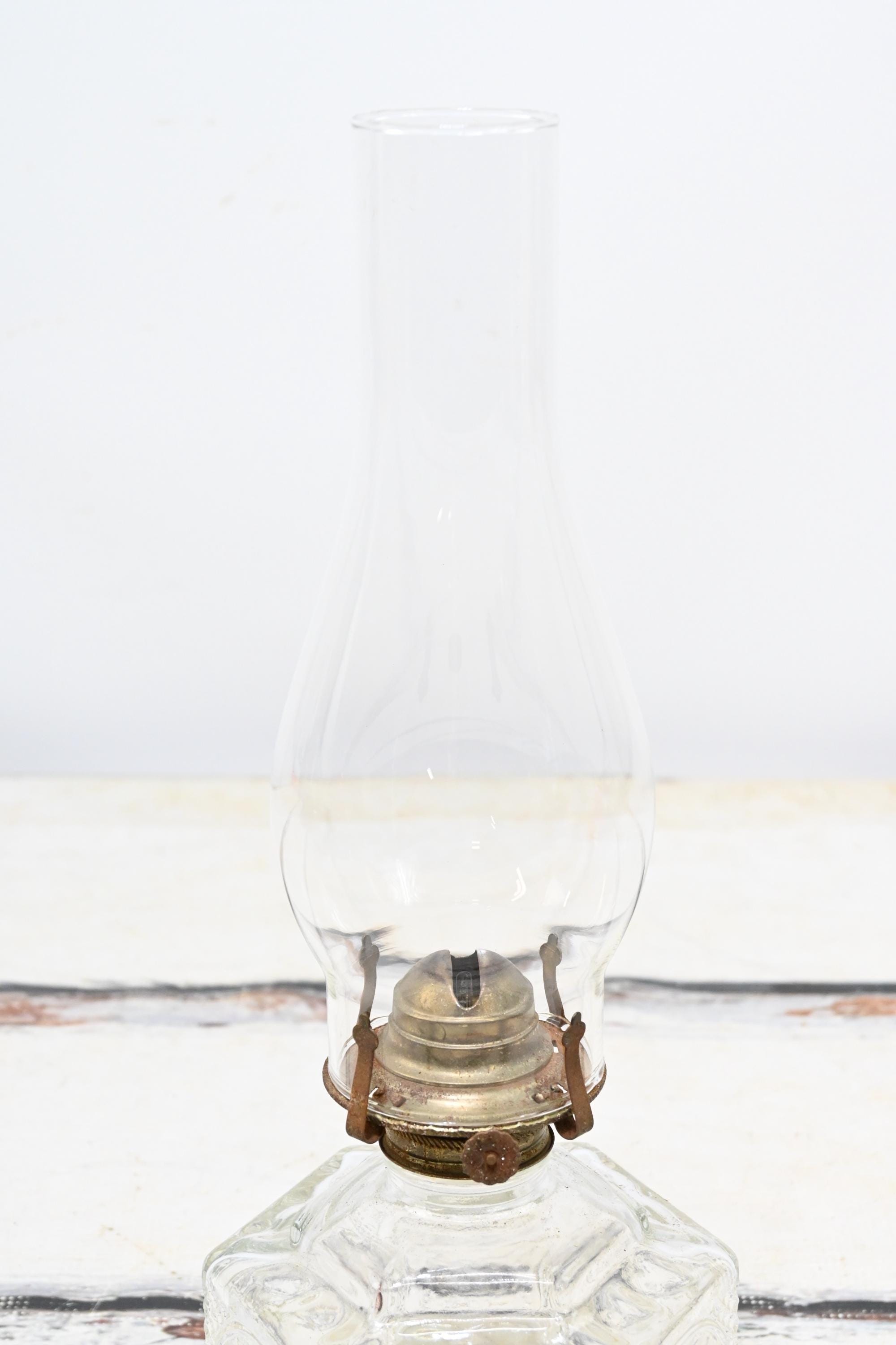 Vintage Lamplight Farms Oil Lamp Embossed Horse and Buggy Scene