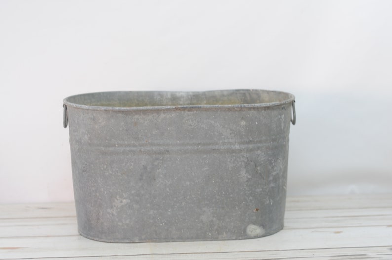 Vintage Galvanized Boiler Oval Wash Tub Heavy Duty Oval Tub Zinc Washtub