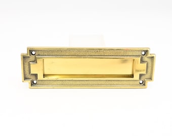 Vintage Brass Mail Letter Slot Mail Door Textured Gold Color