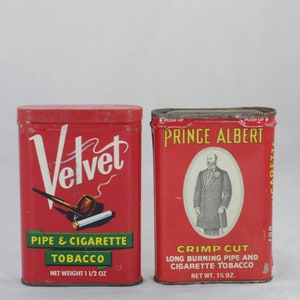 Vintage . Early Velvet Brand Prince Albert Crimp Cut Tobacco Tin Pipe and Cigarette Tobacco Tin