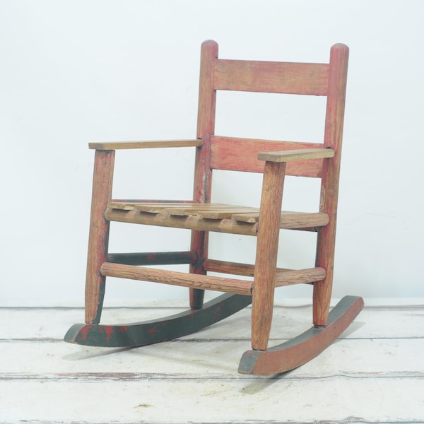 Vintage/Antique Wood Rocking Chair Chippy Paint Vintage Rocker Antique Childs Rocking Chair