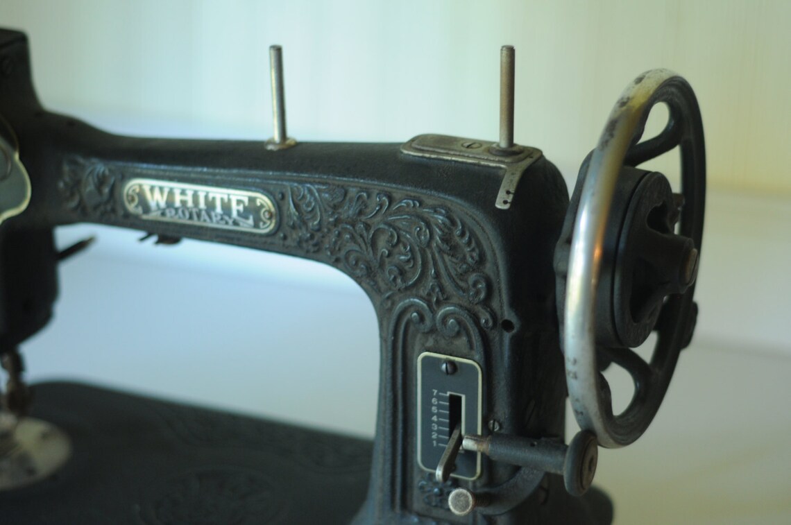 Antique White Rotary Sewing Machine Electric Sewing Machine Etsy